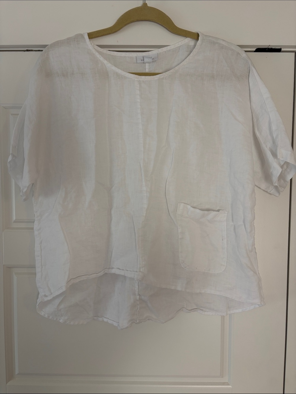 pure jillWomen's Relaxed White Linen Pocket Top